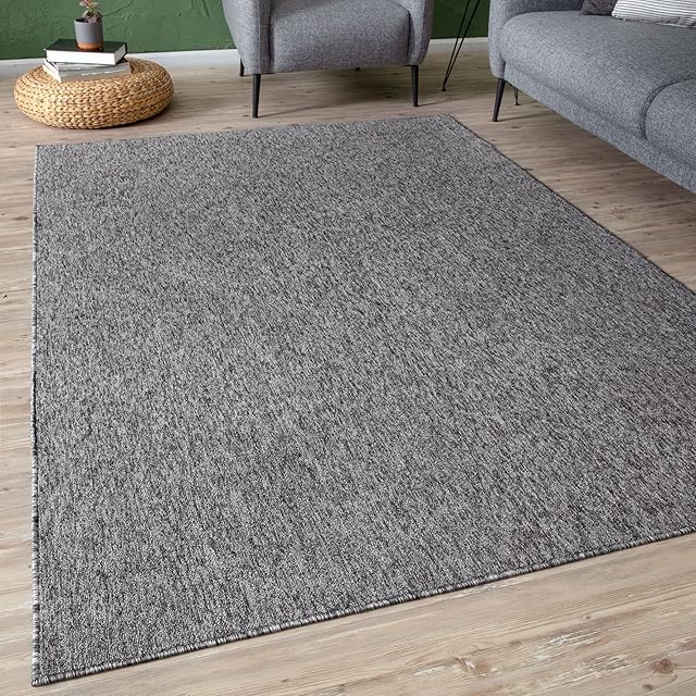 THE RUGS Low Pile Area Rugs  Modern Indoor Rugs for Living Room, Bedroom, Dining Room, Entryway  Non-Shedding (Grey, 80x150 cm)