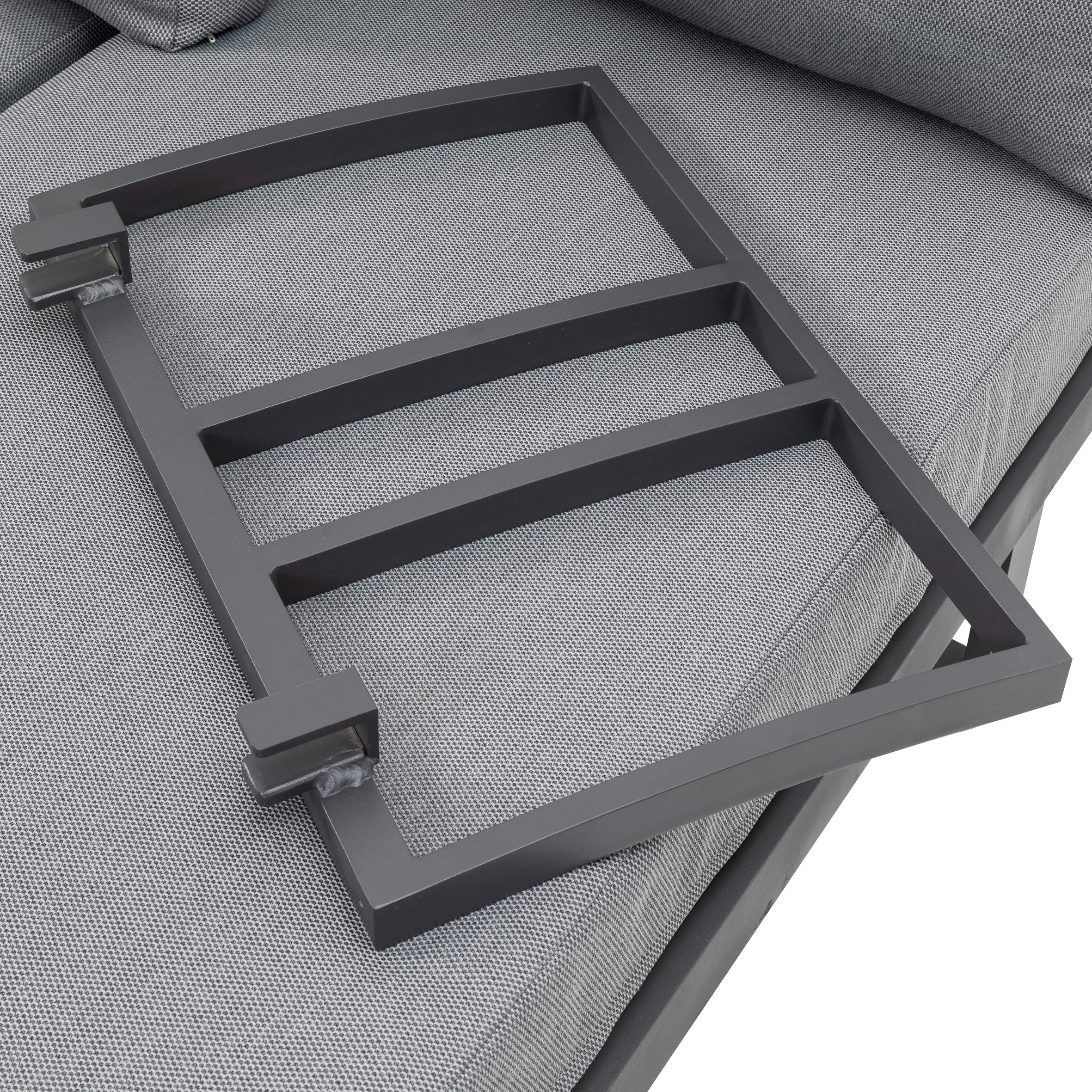 greemotion Ensemble Salon de Jardin Samara, Set de 2 Canapés et Table en Bois d’Acacia FSC® 100%, Cadre Aluminium, Coussins en Polyester Inclus, Gris/Bois