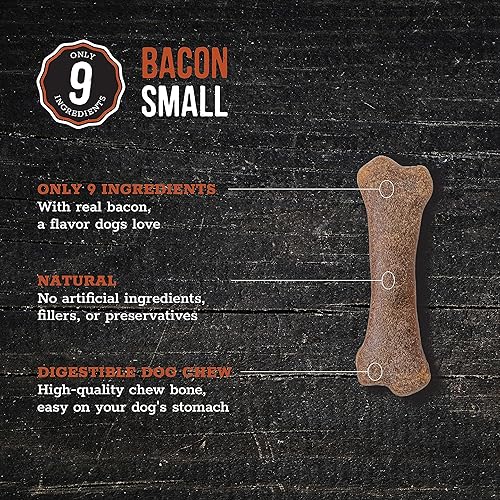 Miniatura 3 de Wholesome Pride Masticables naturales y saludables para perros, paquete de 2 unidades, para perros pequeños, sabor a tocino