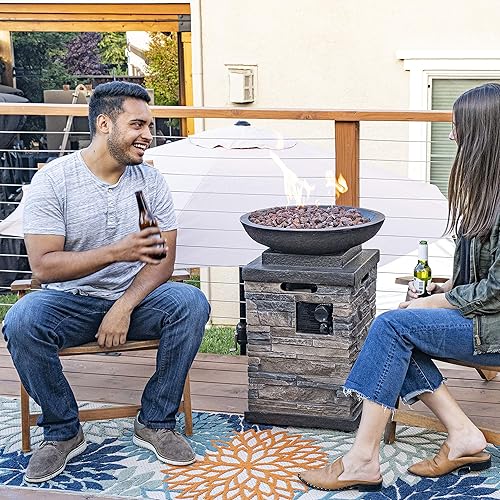 Miniatura 4 de Bond Manufacturing 63172 Newcastle - Columna de cuenco de fuego de propano de 40,000 BTU, 20 libras, paquete de 1, piedra natural y accesorios