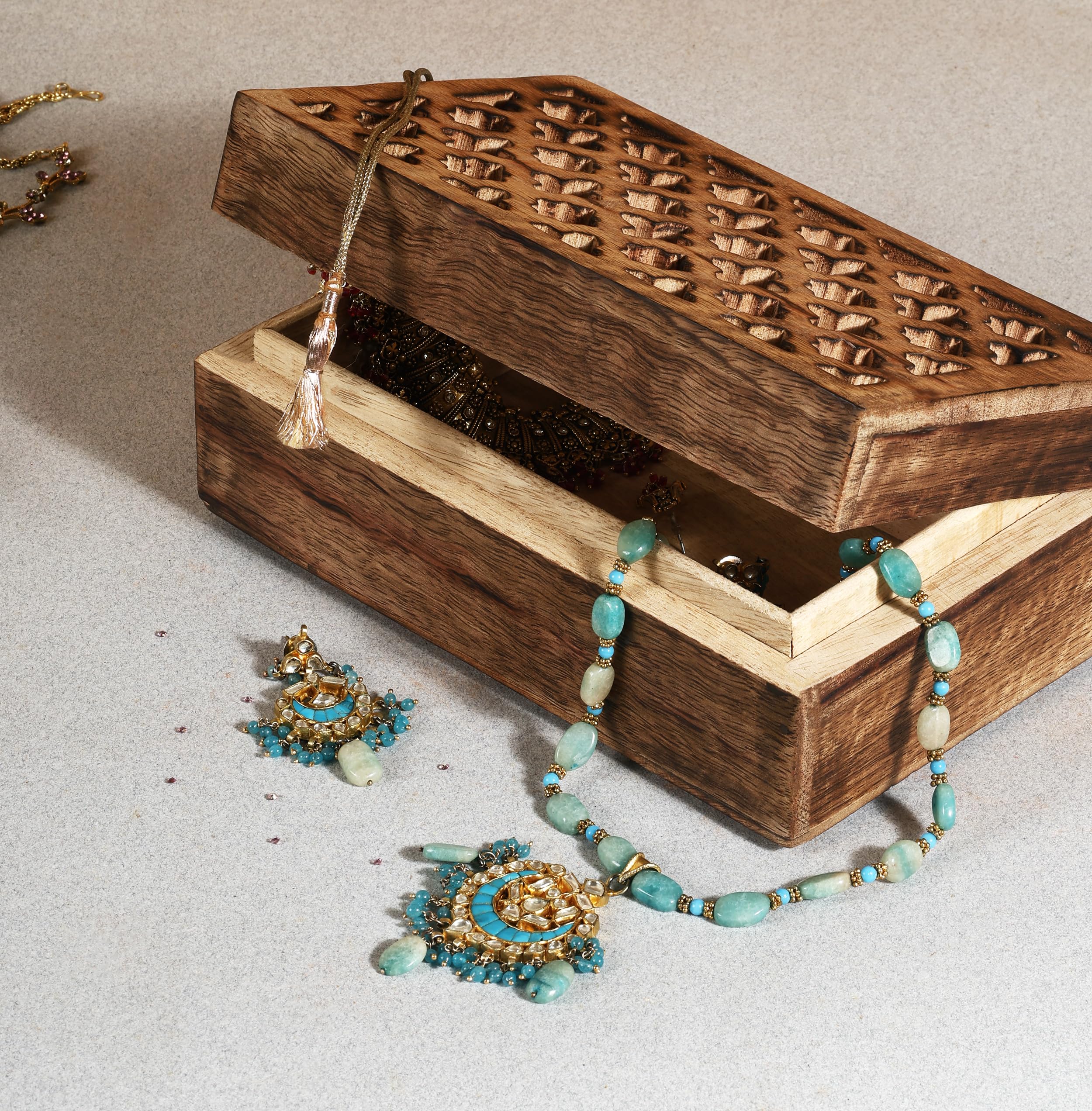 Buy Handmade Wooden Jewellery Box For Women - Wooden Jewellery Storage Box - Jewellery Organisers Box - Storage Boxes For Jewellery - Wood Multipurpose Jewellery Holder Gifts Item Home Decor 8x5x2.5 Inches