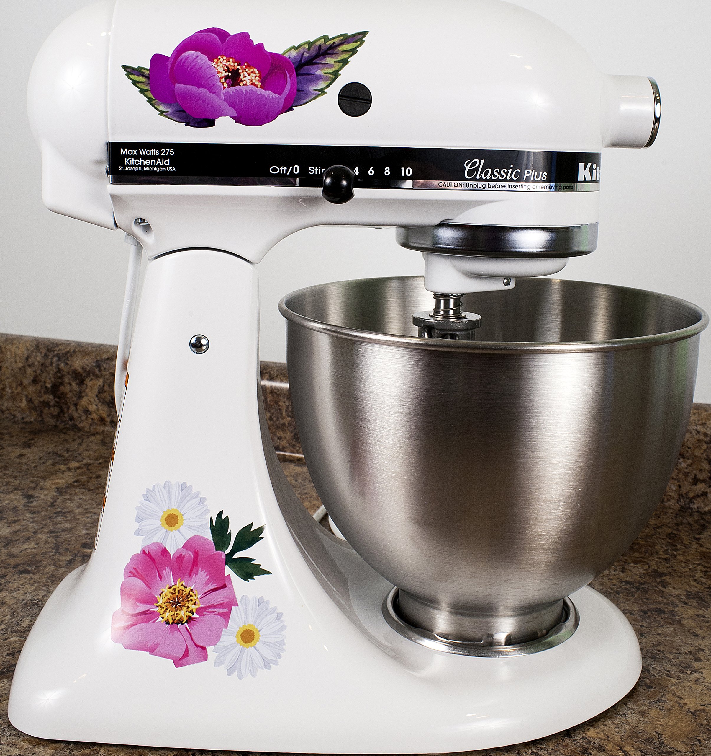 Pretty Daisy and Pink Flower Full Color Kit Mixer Machine Art Wrap