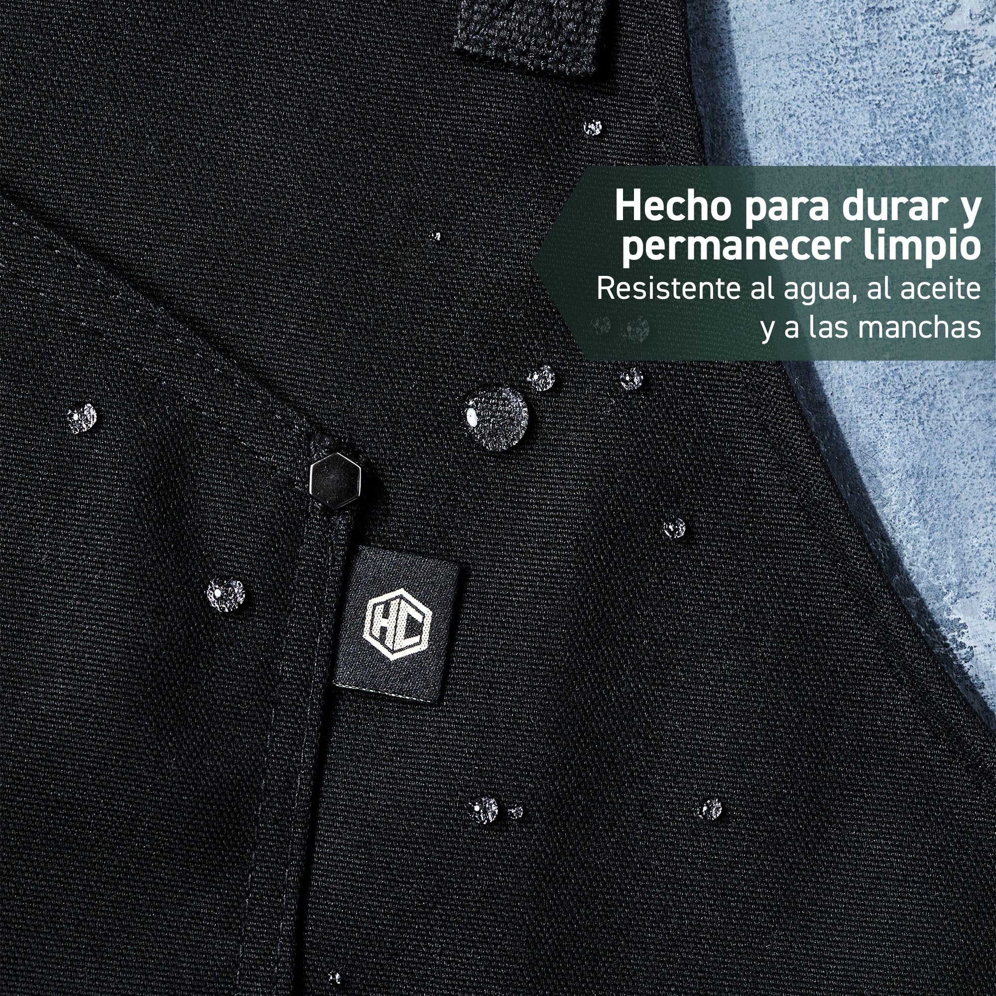 HexClad Delantal de Chef Eco Moderno para Cocinar, Cocineros y Chefs, Delantales Profesionales de Tela HexTwill con Bolsillos, Correa Ajustable para el Cuello y Lazos de Cintura de 101 cm, Onyx
