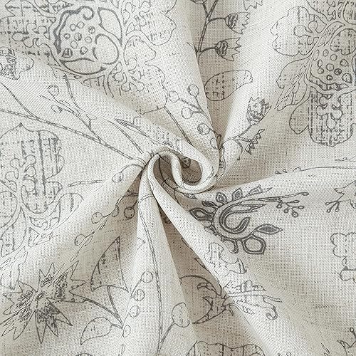Miniatura 5 de Vision Home Cortinas de lino floral gris con pestañas traseras, bolsillo para barra, cortinas semitransparentes para ventana de granja, para