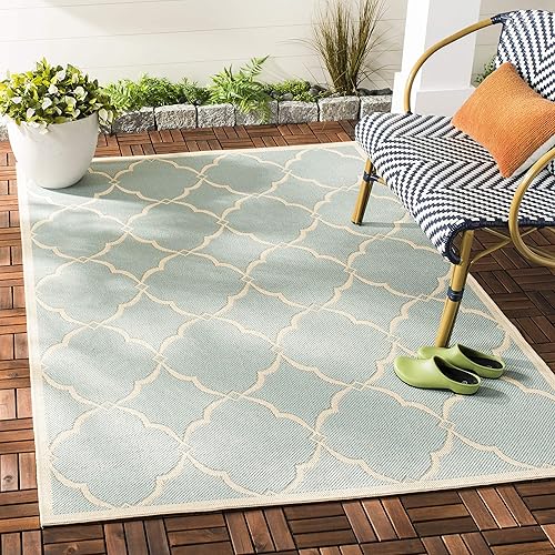 SAFAVIEH Beach House Collection BHS125K - Alfombra decorativa de enrejado para interiores y exteriores, no desprende pelusa, fácil de limpiar, 3 x 5