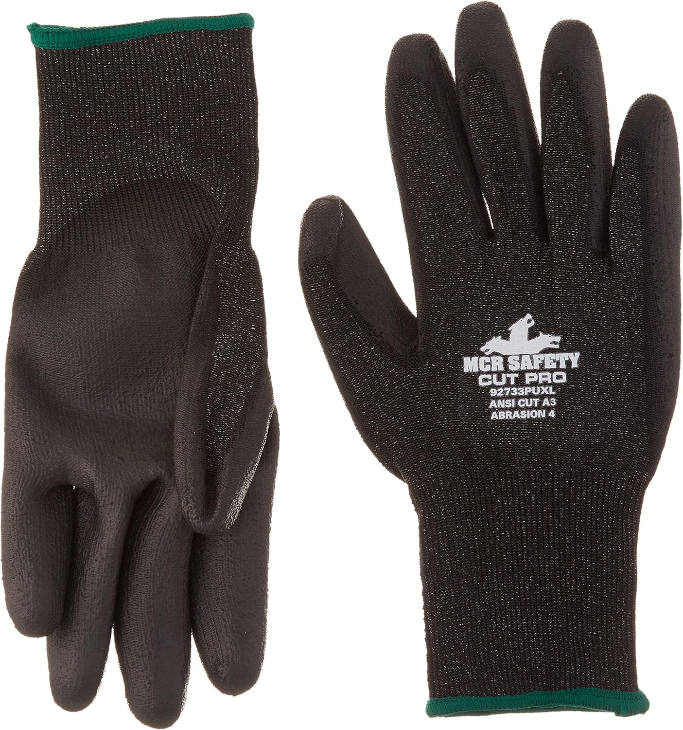 MCR Safety 92733PUXL Memphis Cut Pro Gloves, 13 Gauge, Black HPPE