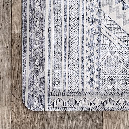 Miniatura 4 de nuLOOM Southwestern Bordered - Tapete cómodo para cocina o lavandería, 2 x 3, azul