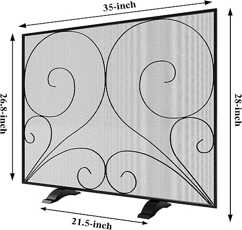 Miniatura 4 de Fire Beauty Pantalla de chimenea de un solo panel hecha a mano de malla de hierro forjado, protector contra chispas de fuego resistente al calor