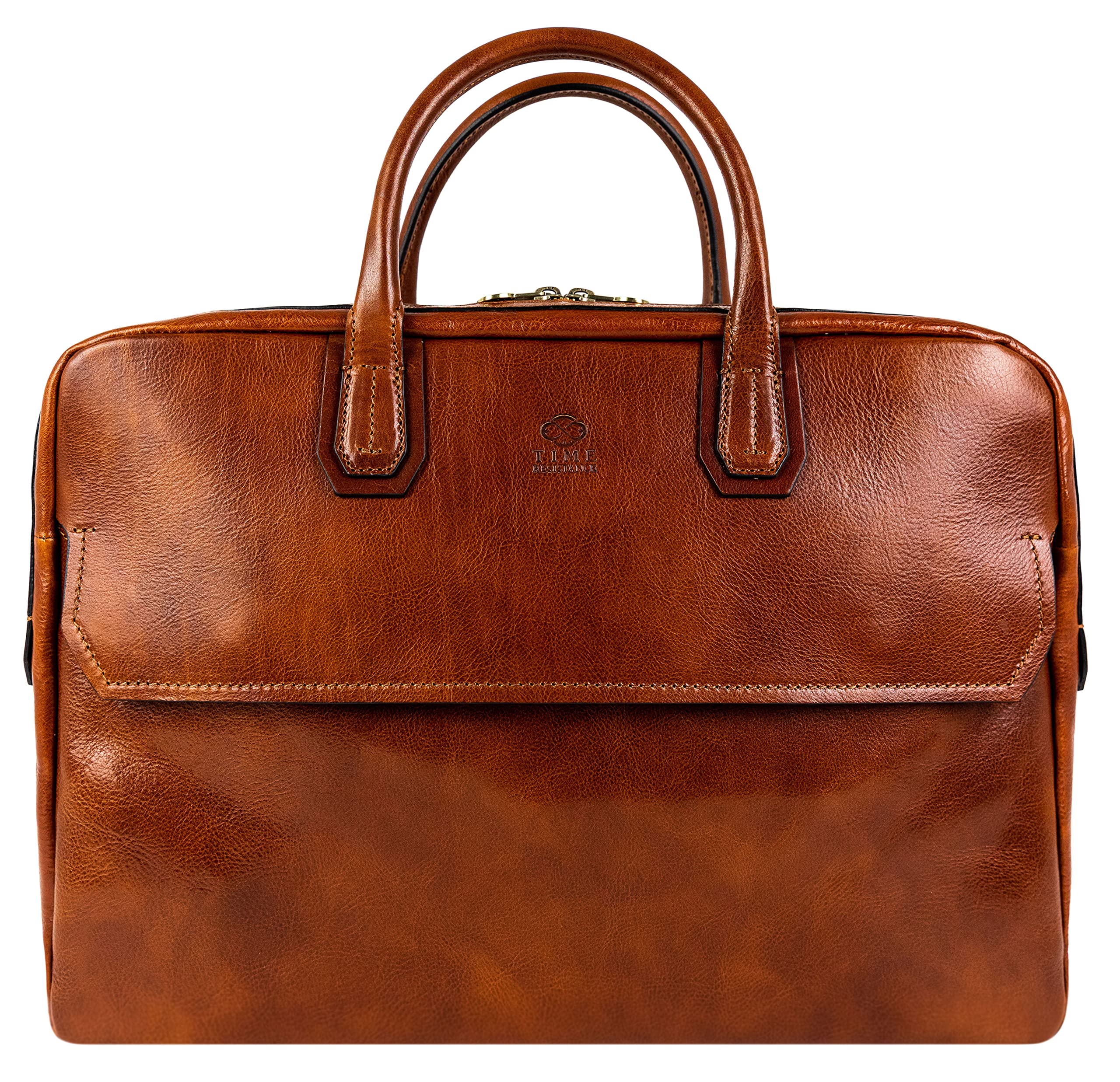Time ResistanceLeather Briefcase - Full Grain Leather Laptop Bag up to 17" for Men and Women