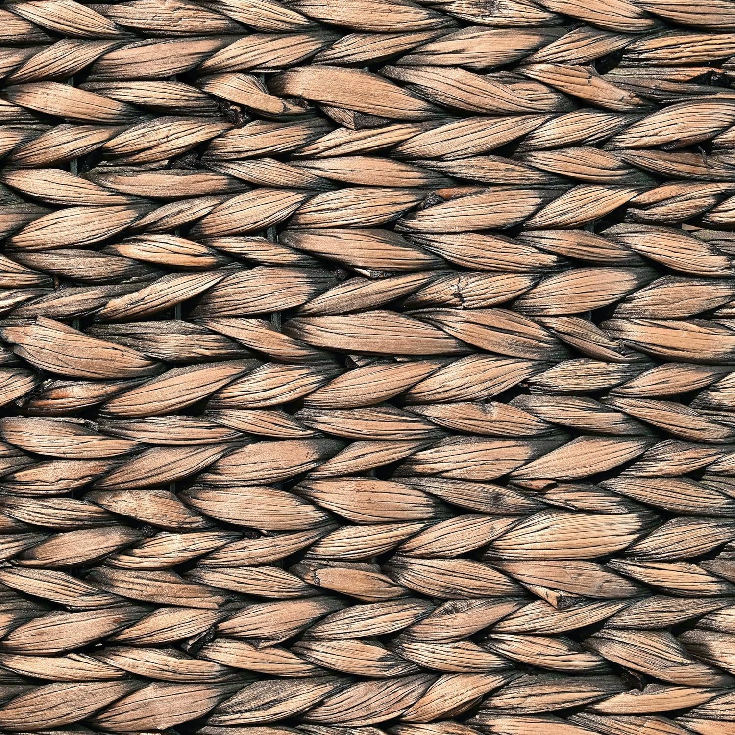 happimess BSK2003B-SET5 Bryce 12.6" Classic Farmhouse Handwoven Hyacinth Collapsible Cube Wicker Storage Baskets with Handles, Brown (Set of 5), Seagrass Container for Decoration in Living Room