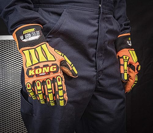 Miniatura 5 de Ironclad KONG Pro Hi-Viz Guante, protección contra impactos TPR, resistente a cortes A6, abrasión nivel 5, tamaño S, M, L, XL, XXL, XXXL