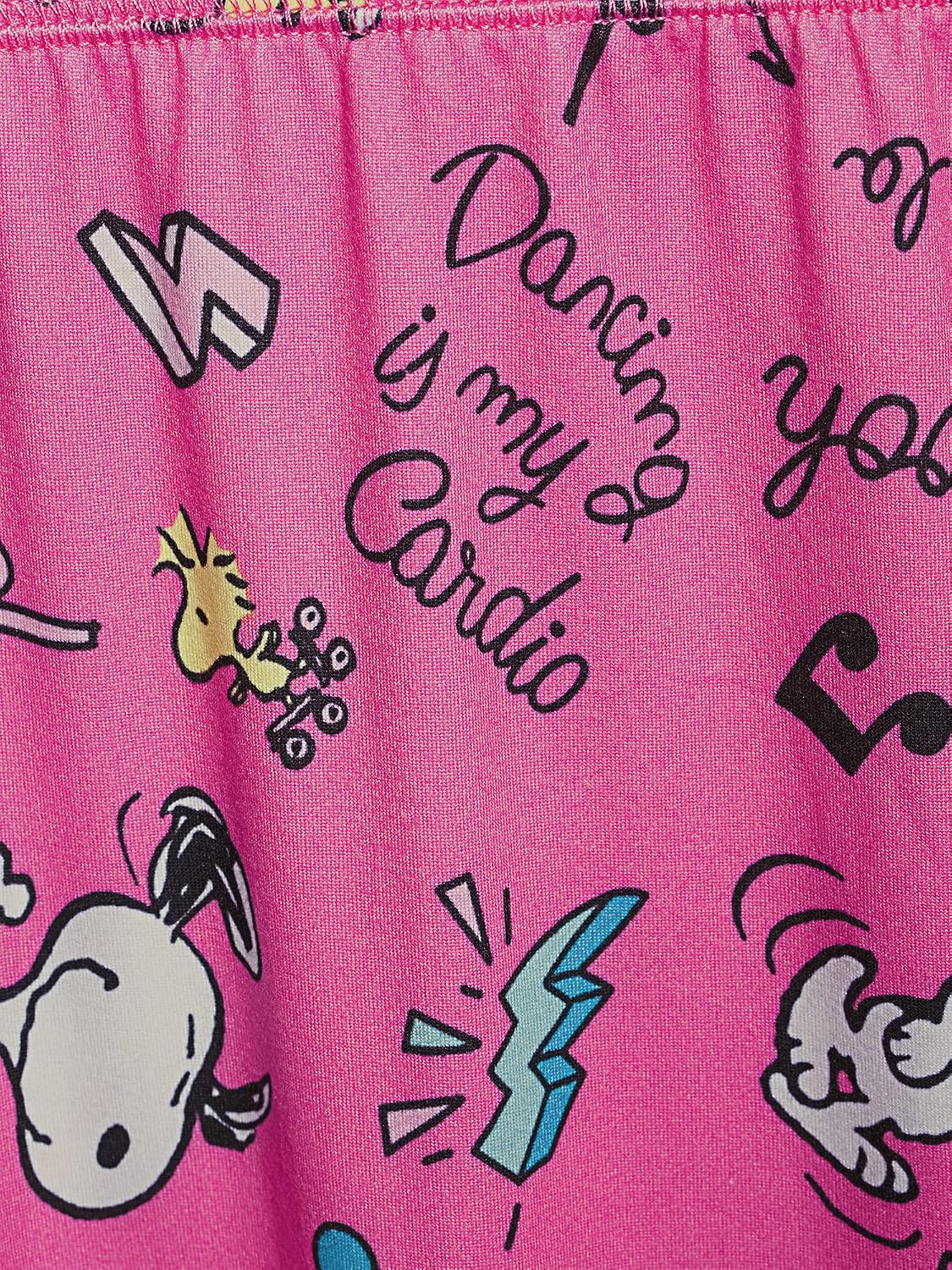 Women's Peanuts Snoopy Dancing is My Cardio Pink Plush Jogger Sleep Pants (Large (12-14))