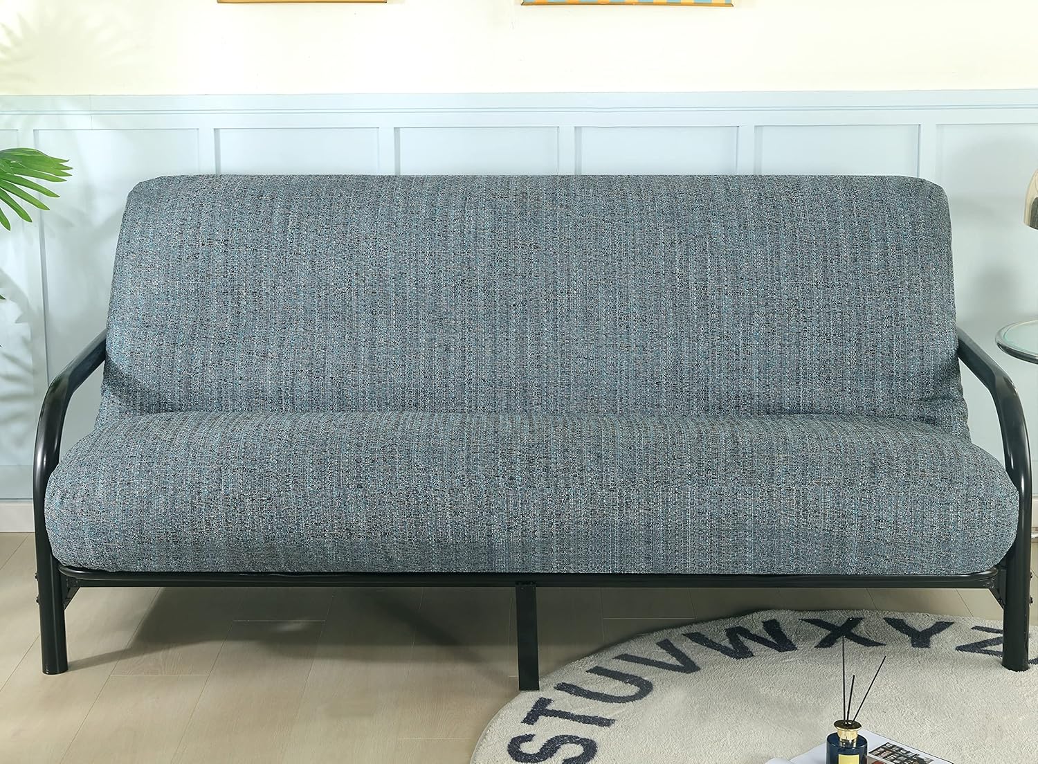 OctoRose Full Size 3 Side Zipper Upholstery Thick Linen TealBlue Futon Cover Sofa DayBed Mattress Slipcover Couch Protector (Linen-TealBlue, Full Size)