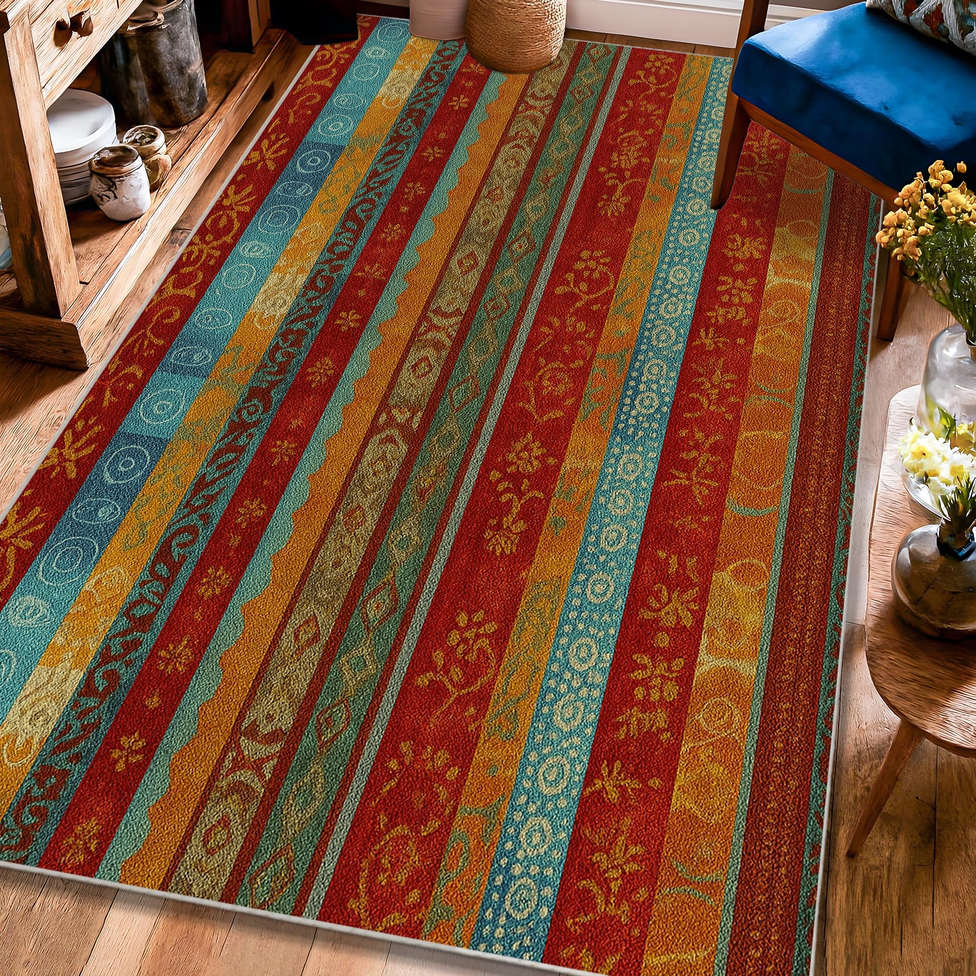 Tapis bohème vintage salon et chambre tapis poils courts 120x180