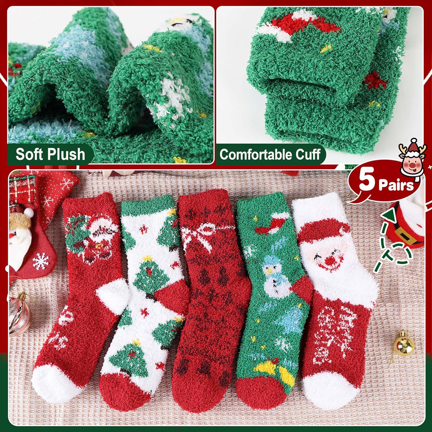 ProEtrade Fuzzy Socks for Women Teen Girls Fluffy Christmas Cozy Slipper Cabin Soft Winter Warm Fleece Socks - Image 3