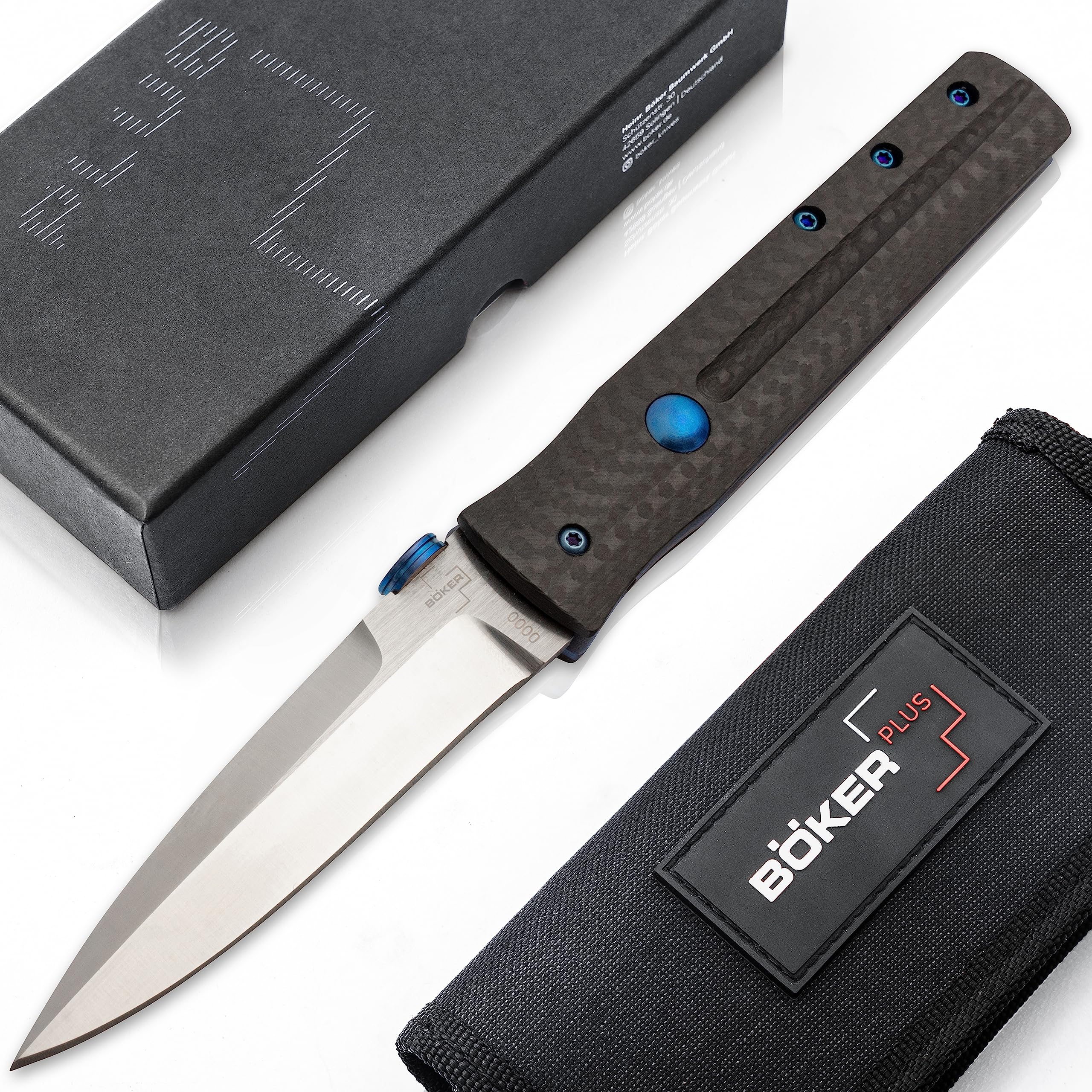 BÖKER PLUS® Icepic Dagger - Dolch Taschenmesser mit Daumen-Pin - flaches EDC Einhand-Messer mit Clip - Gentleman Klappmesser mit 8 cm VG10 Dolchklinge