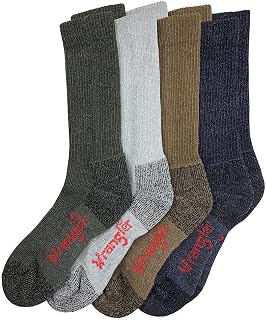 Wrangler Mens Riggs Workwear Ultra-Dri Moisture Wicking Crew Boot Socks 4 Pair Pack