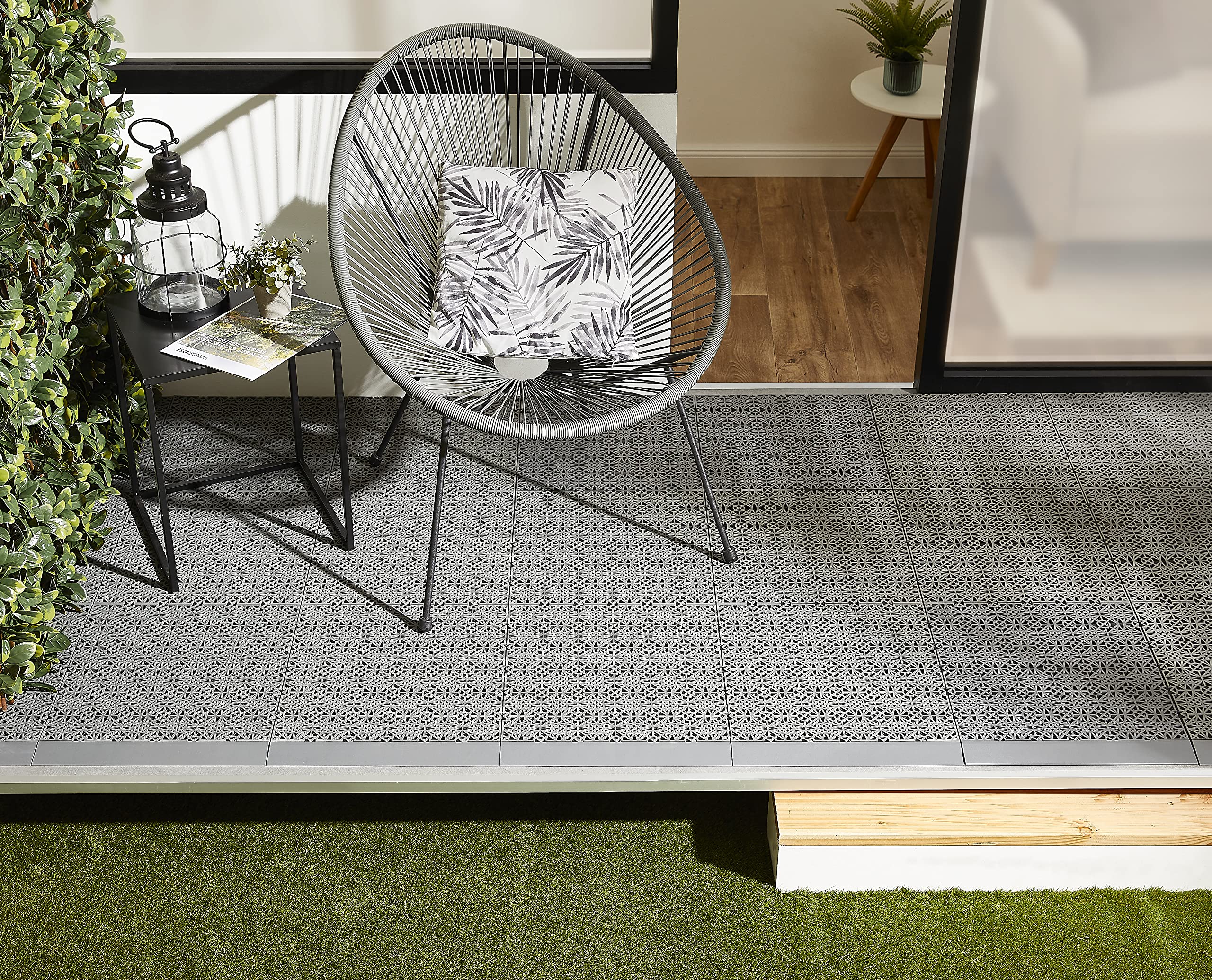 Andiamo 202403 - Set de baldosas de plástico para suelo, 38 x 38 cm, 7 unidades, 1 m², color gris