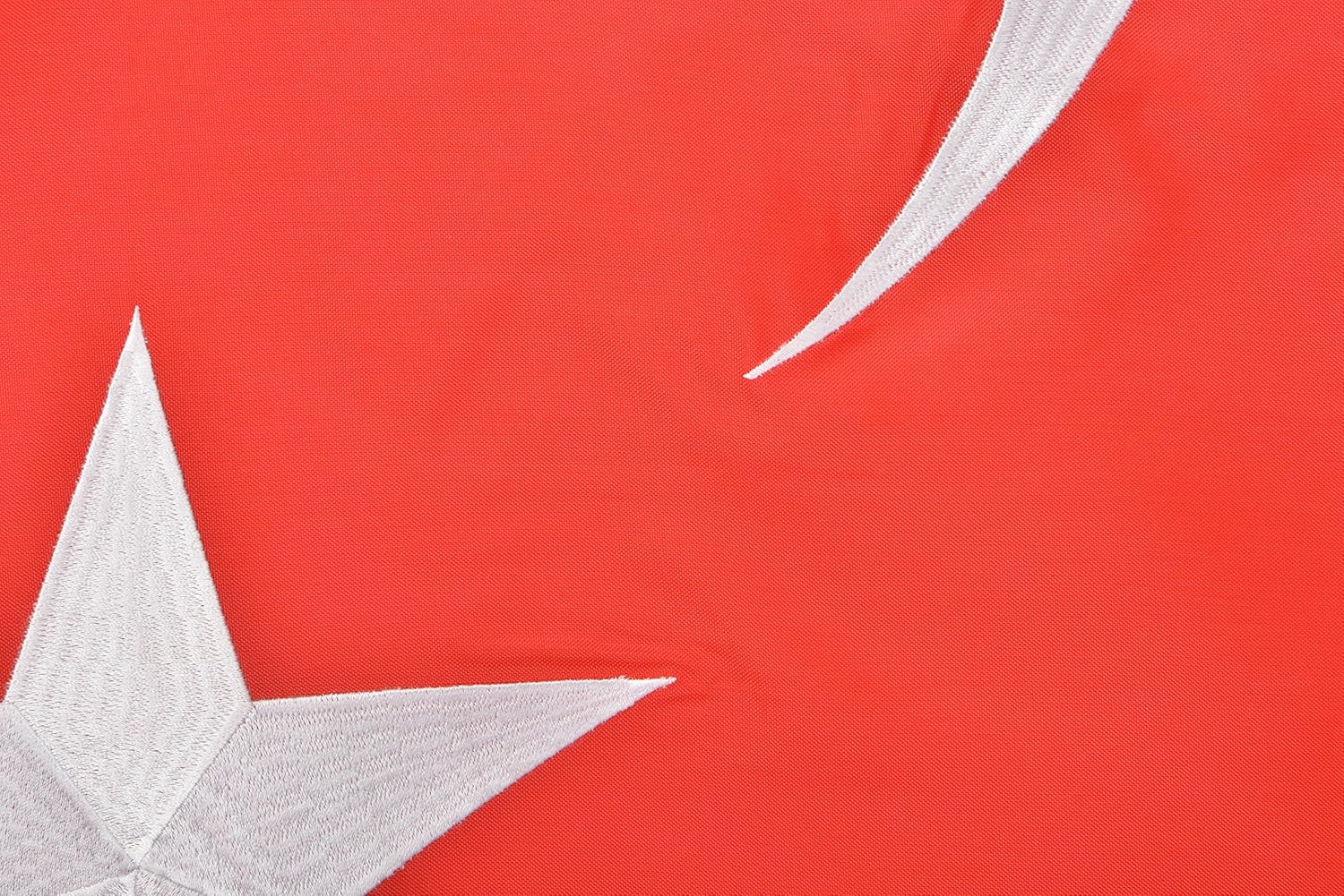 Turkey Flag 3' x 5' Ft 210D Nylon Premium Outdoor Embroidered Turkish Flag