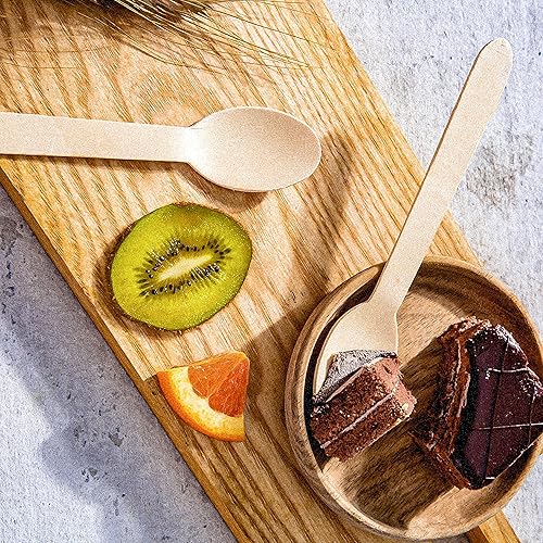Miniatura 7 de EQUO Cucharas desechables de madera (paquete de 15)  Sin plástico, compostables en el hogar, utensilios seguros para el calor, para fiestas,
