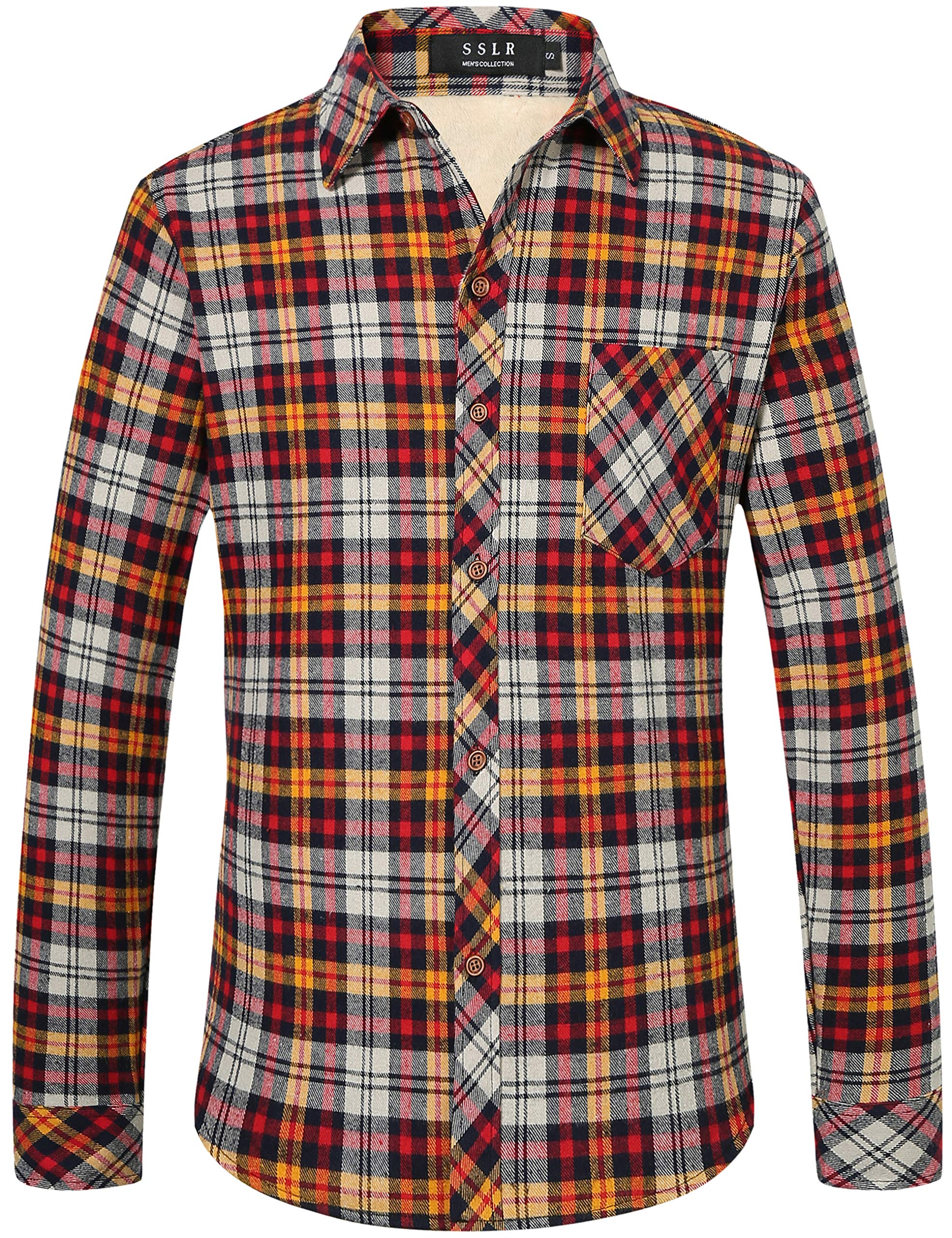 SSLR Camisa térmica para hombre con forro polar de algodón y leñador