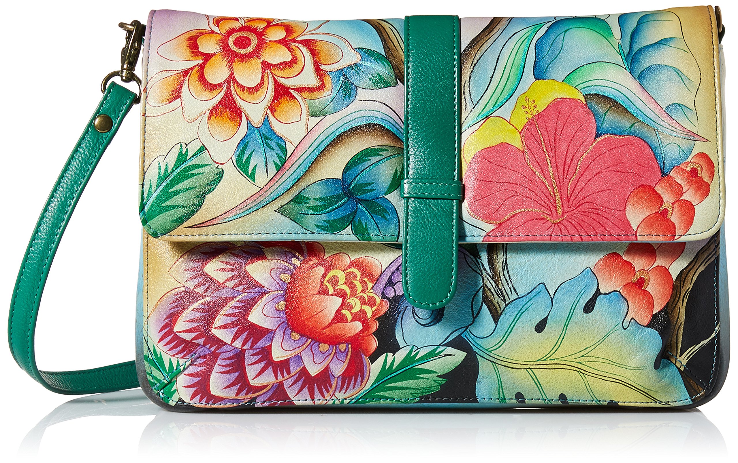 Women's Genuine Leather Medium Flap-Over Messenger Style Shoulder Bag| Hand Painted Original Artwork