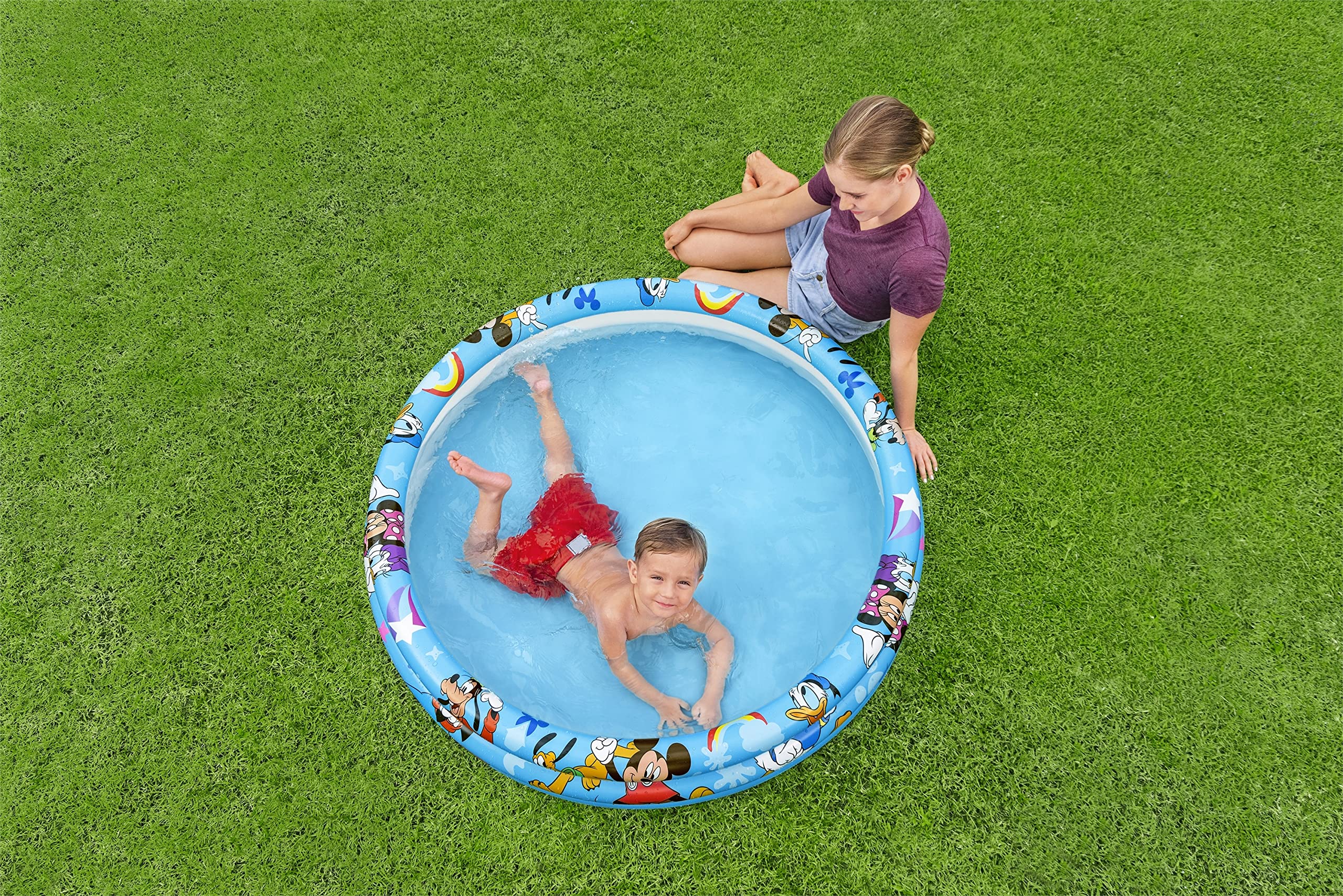Bestway 91007 Piscina per Bambini "Mickey E Gli Amici Del Rally", 122X25 cm