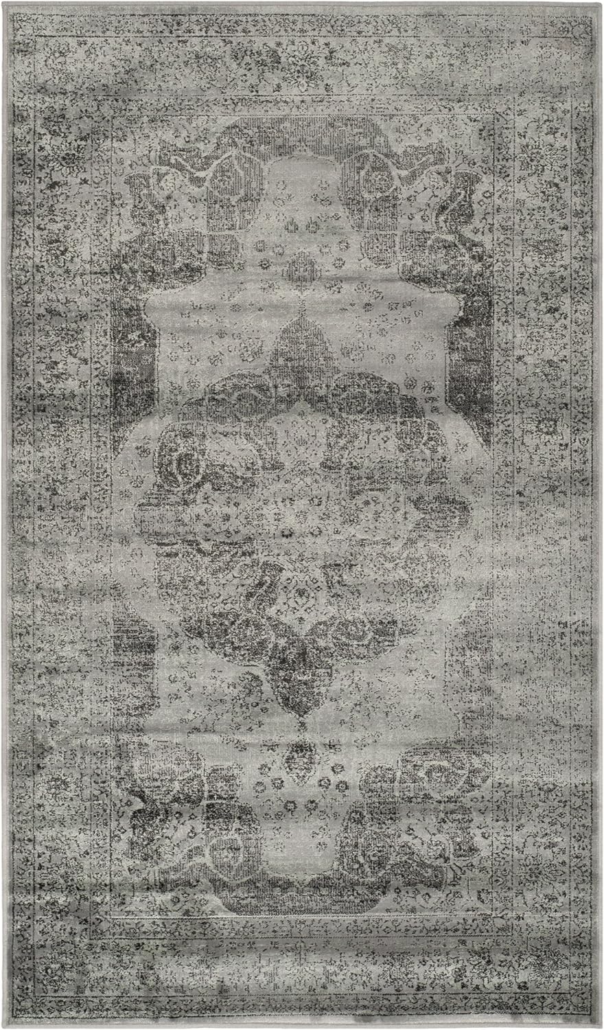 SAFAVIEH Vintage Collection Accent Rug - 2' x 3', Grey & Multi, Oriental Traditional Distressed Viscose Design, Ideal for High Traffic Areas in Entryway, Living Room, Bedroom (VTG158-770)