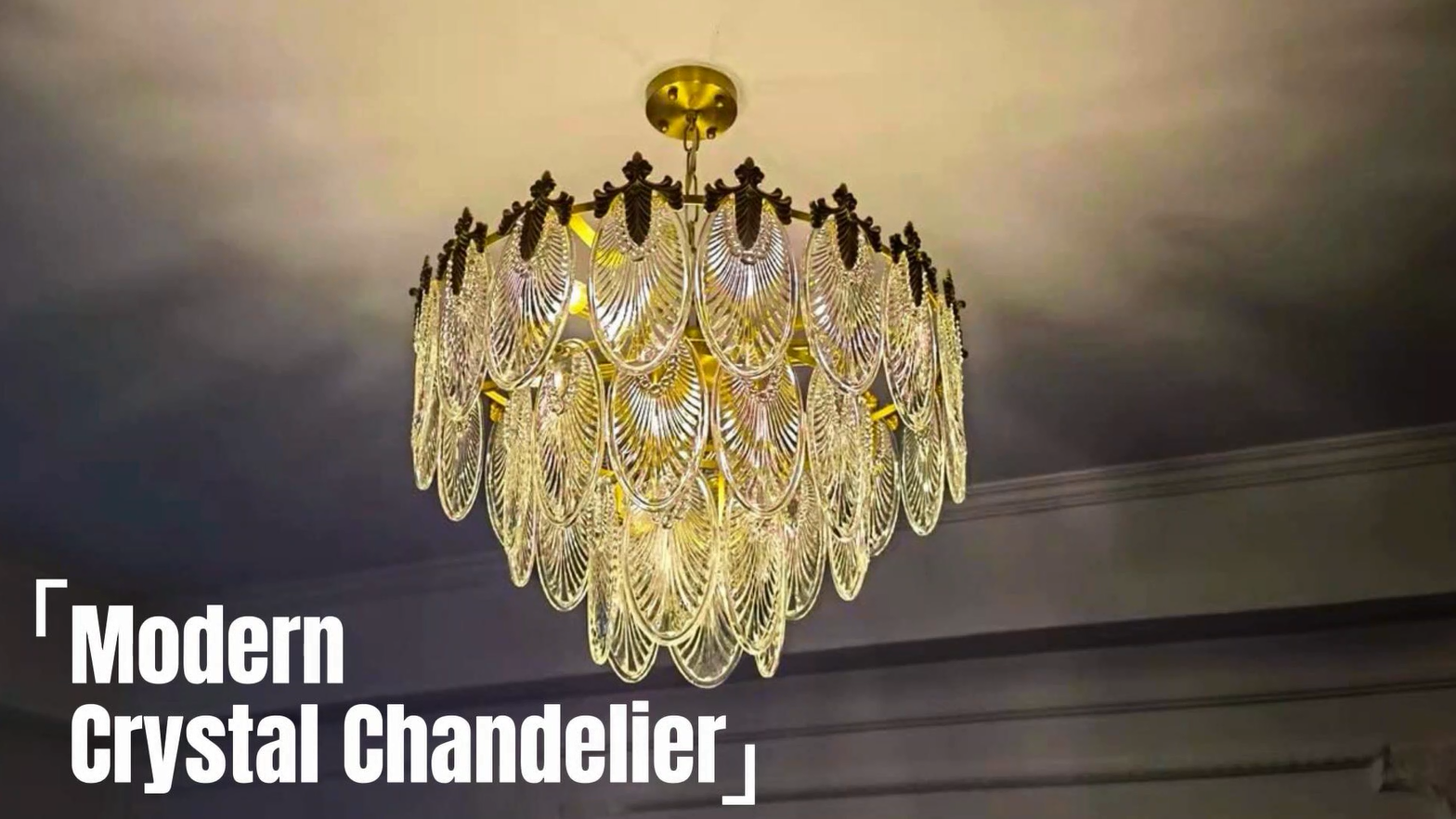 FanErsai Modern Crystal Chandelier Golden Vintage Pendant