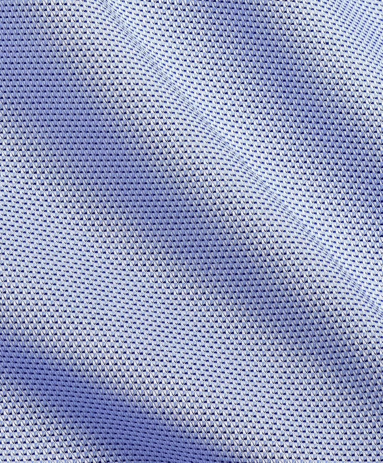 David Donahue Men's Regular Fit Blue Micro Dobby Weave Dress Shirt - Image 4