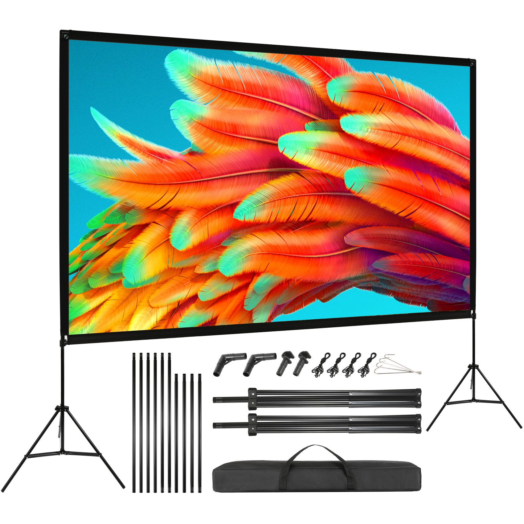 Schermo Da Proiezione 100 Pollici 4K – 16:9, Portatile, Pieghevole E Lavabile, Con Telaio In Alluminio E Custodia