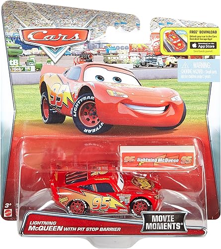 Miniatura 4 de Disney Pixar Cars Movie Moments Rayo McQueen con Pit Stop Barrera Vehículo