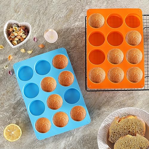 Miniatura 8 de LCCOWOT - 2 moldes de silicona redondos de silicona para galletas de chocolate con 12 cavidades, molde para hornear para chocolate, oreo, galletas,