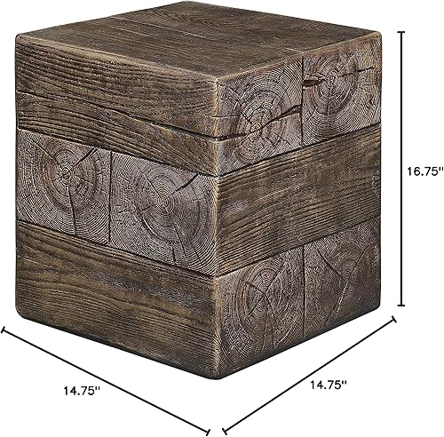 Miniatura 38 de Ball & Cast Mesa auxiliar de tocón de madera sintética, mesa auxiliar de hormigón MgO, taburete de jardín con forma de copa de vino, gris, juego de 1