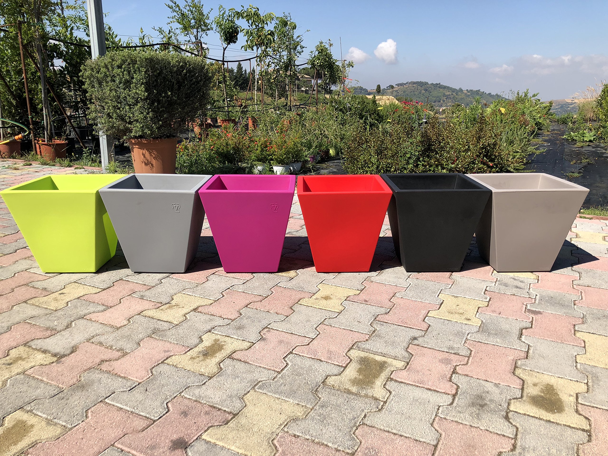 VASO fioriera SINGLE moderno TONDO in RESINA 45 cm VARI COLORI FOTO