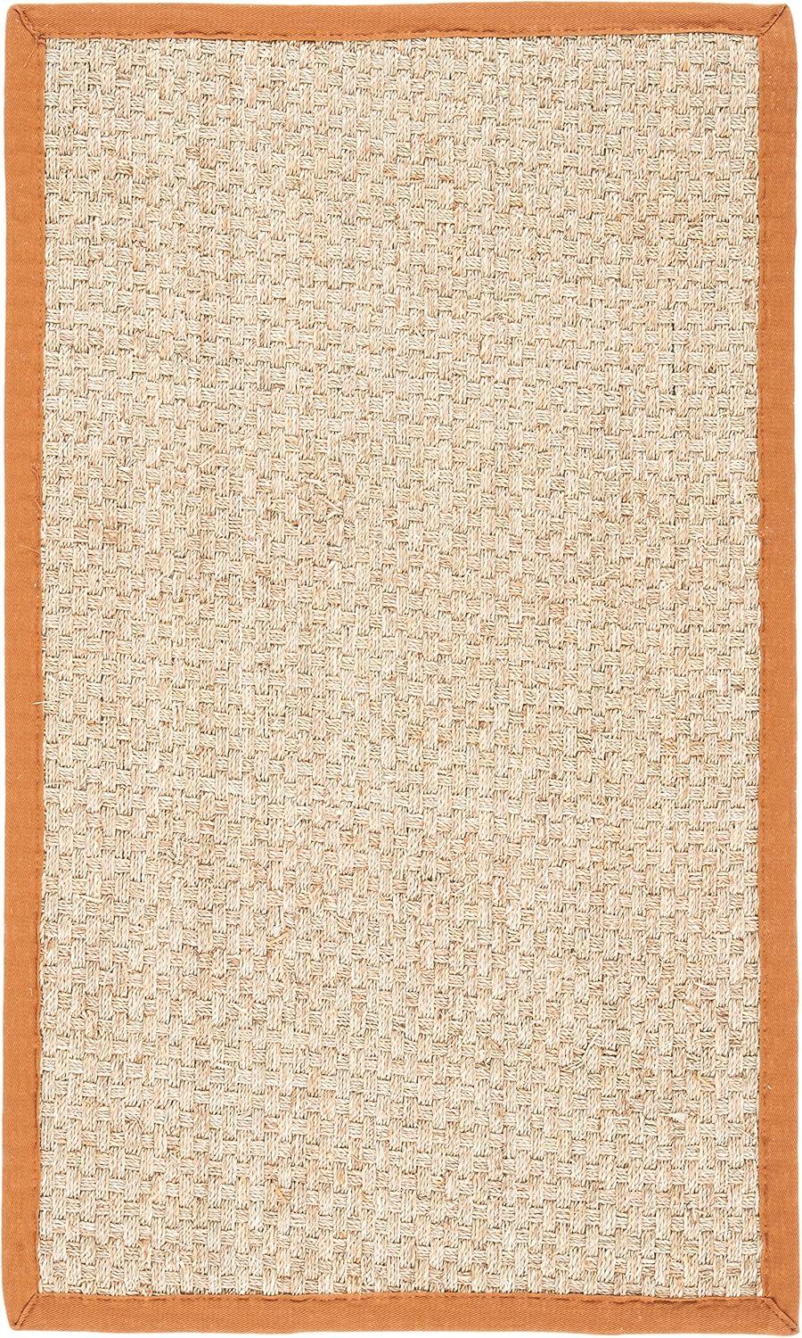 SAFAVIEH Area Rug 3x5 - Natural Fiber Collection - Natural & Brown, Seagrass, Basketweave Pattern with Border (NF114B)