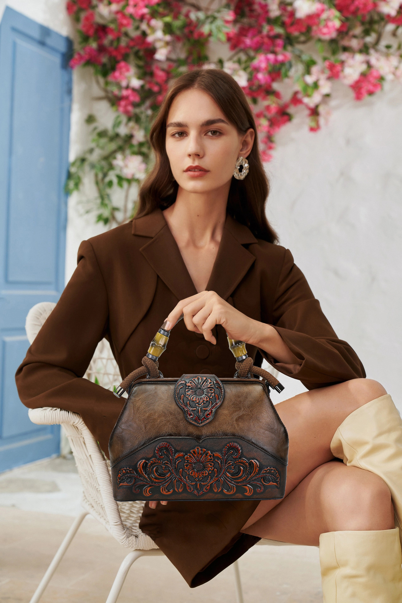 Bolso Satchel Mujer Medium Tote Marrón miniatura 7