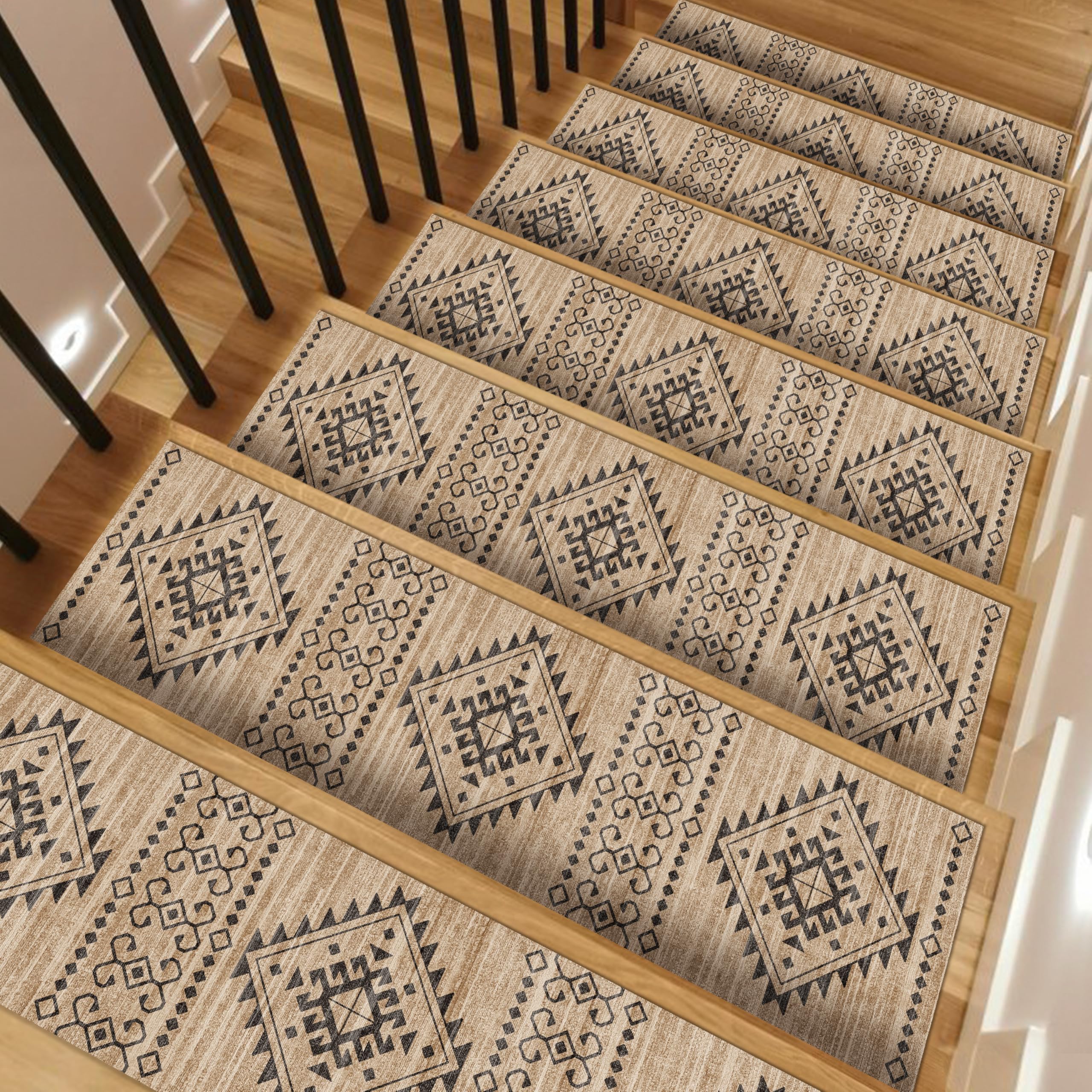 Pell and Stick Stair Treads Carpet, Stair Runners for Wooden Steps Non Slip Stair Rug Mat Self Adhesive Stair Covers for Wooden Stairs Indoor 15 Pack