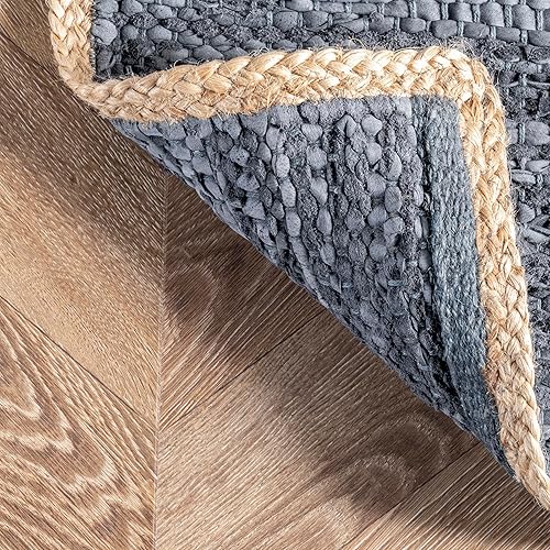 Miniatura 3 de nuLOOM Sabby - Alfombra de piel tejida a mano, 6 x 9 pulgadas, color azul