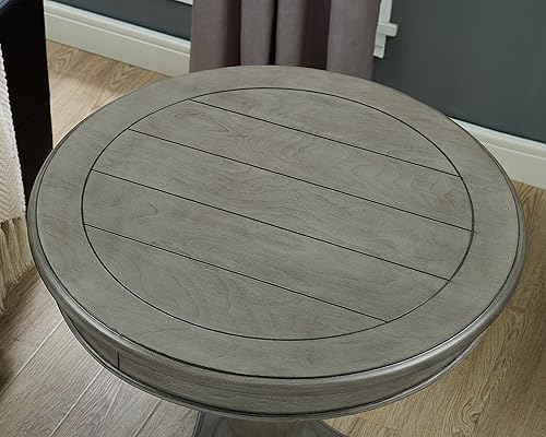 Miniatura 4 de Roundhill Furniture Rene Contemporary Wood Pedestal Side Table, Gray Blanco antiguo,Negro -,Champán,Espresso,Gris,verde azulado