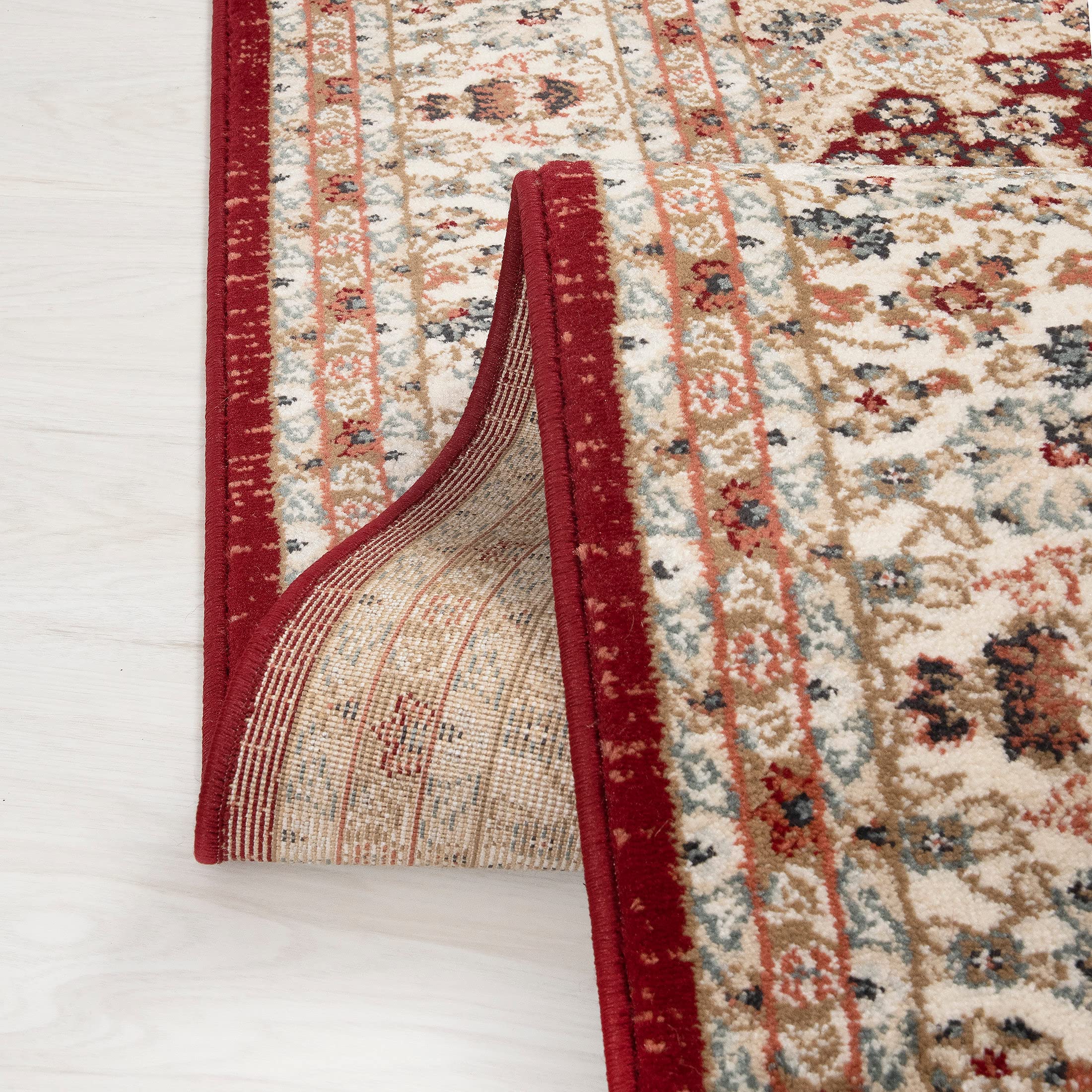Carpeto Tapis Couloir 80x150cm Rouge Classique Traditionnel Doux Décoratif | Tapis pour Entrée Cuisine Bureau Salon Chambre Salle à Manger Anti-Allergène Chauffage au Sol Facile D'entretien Synthétique
