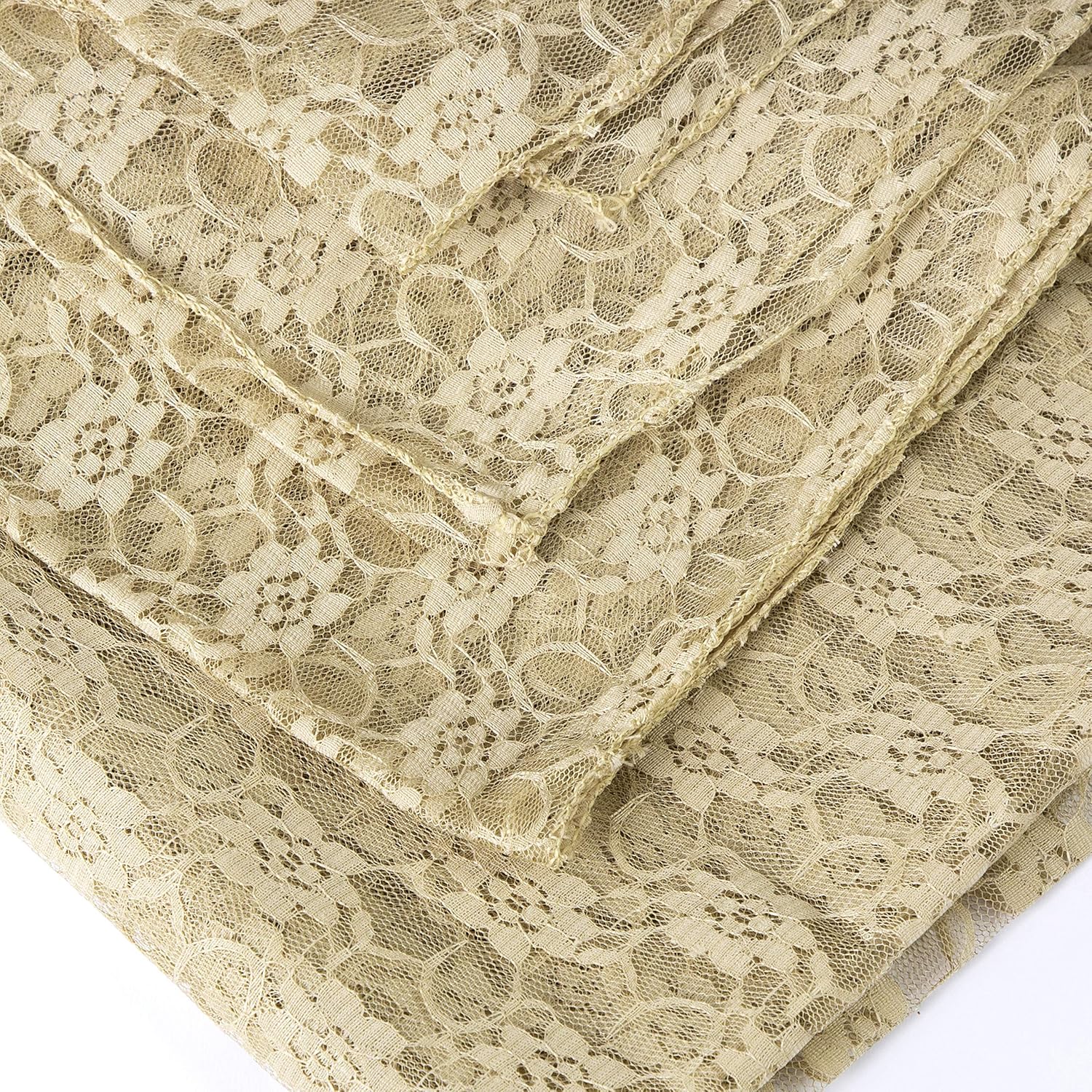 MDS Pack of 25 Wedding 27 x 170 inches Long Sheer lace Table Runner for Wedding Banquets Decorations Birthday Parties, Engagements, Rustic Boho for 14Feet Table Runners - Champagne Gold