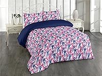 Vista 25 de Ambesonne Juego de funda de edredón de calavera, cabeza de esqueleto de estilo americano tradicional y boceto floral sobre arte estampado oscuro