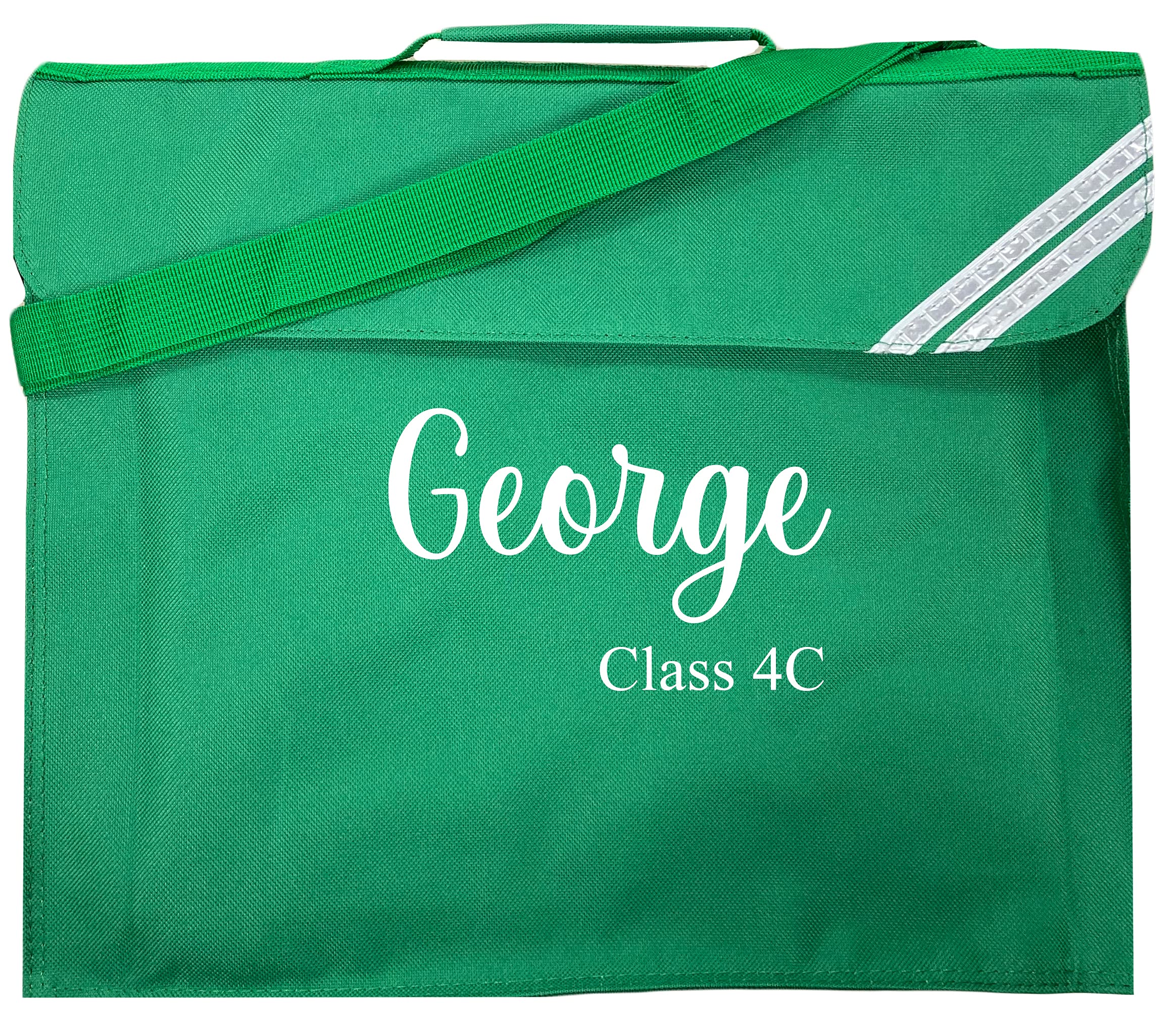 Kids Essentials Personalised Name & Class School Book Bag Multiple Colours Back to School (Emerald Green)