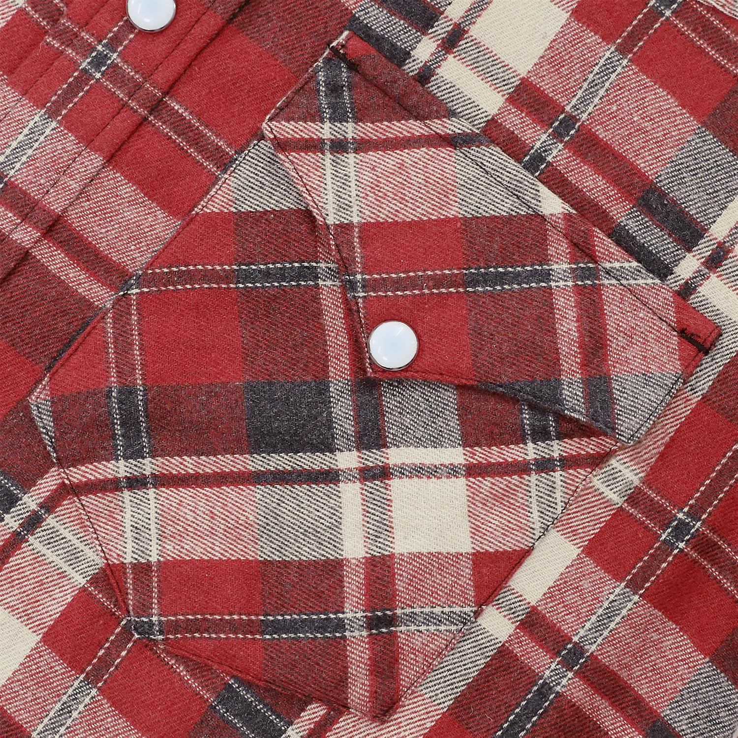 Dubinik® 6 oz Flannel Shirt for Men Western Cowboy Pearl Snap Long Sleeve Work Casual Buttons Vintage Plaid Shirts - Image 4