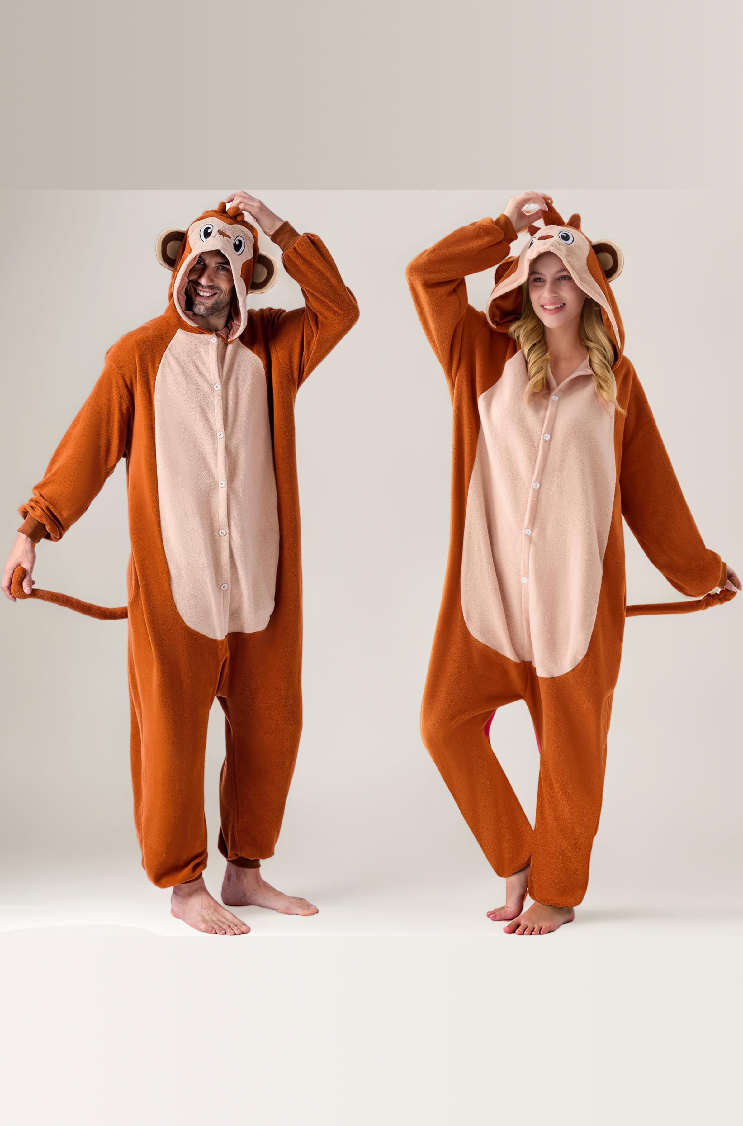 Unisex Adult Pajama Plush Onesie One Piece Monkey Animal Costume