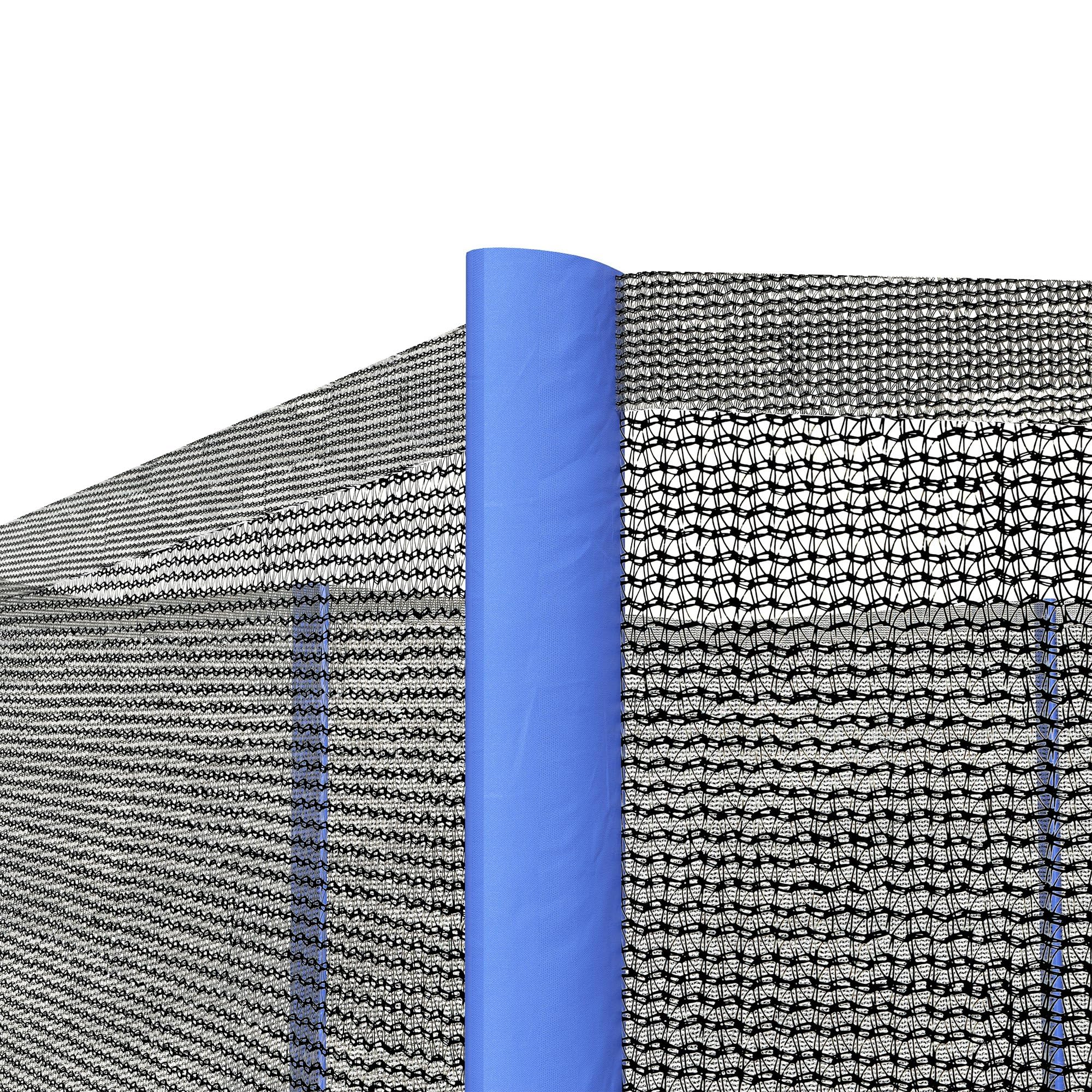 SPORTNOW Rete di Protezione per Trampolini Elastici a 6 Pali con Ingresso con Cerniera, Rete Protettiva per Trampolini in PE, Ø305x180 cm, Nero e Blu