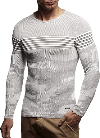 Leif Nelson Mens Knit Sweater | Knitted Pullover With Round Collar | Mens Comfortable Sweatshirt Slim Fit | LN1835