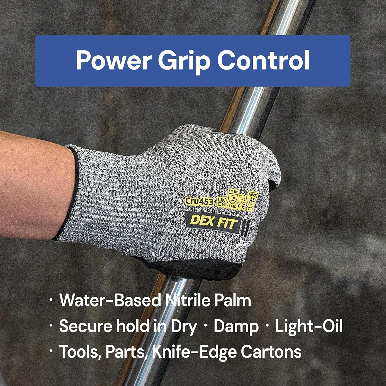 DEX FIT Cut Resistant Gloves ANSI A5/A6, Cru453, CR533H & CR533LS Series, 3D Comfort Fit, Power Grip, Touchscreen, Mechanic - Image 5