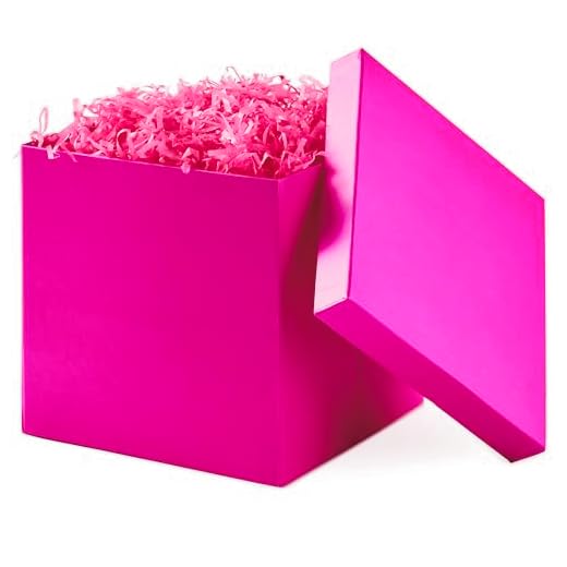 Hallmark 7" Gift Box with Lid (Hot Pink) for Birthdays, Bridal Showers, Weddings, Baby Showers and More